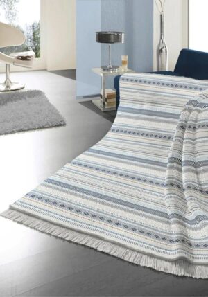 140x180 BLUE KIAN STRIPE C/RICH THROW