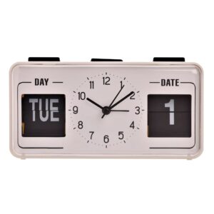 WHITE & BLACK HOMETIME CALENDAR ALARM CLOCK