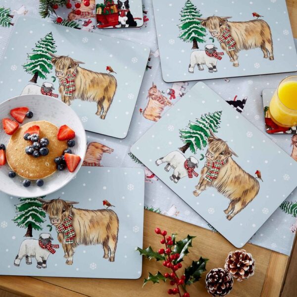 SET 4 CHRISTMAS ON THE FARM PLACEMATS - Image 2