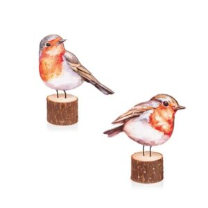 11cm ROBIN ON WOODEN STUMP