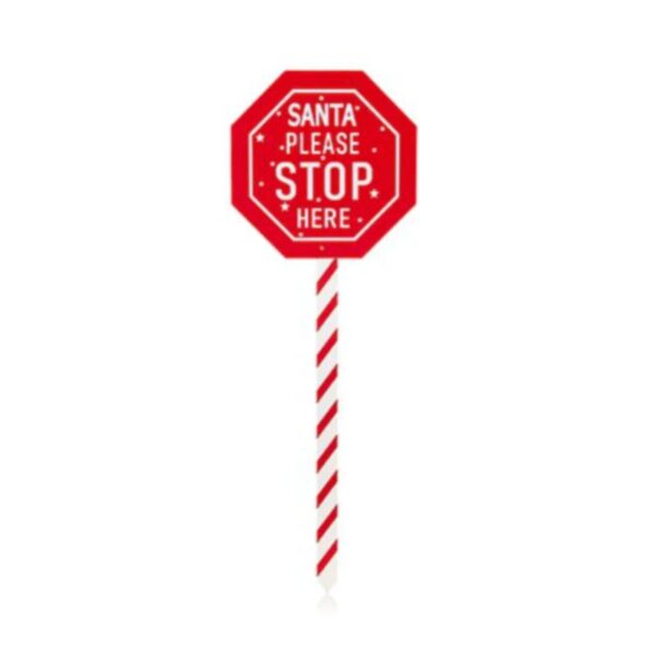 90cm WOOD SANTA STOP HERE SIGN