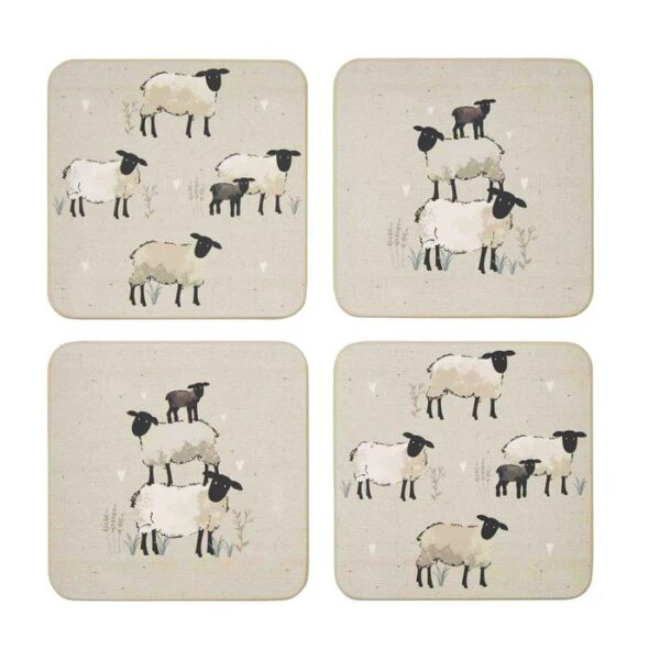 SET 4 HIGHLAND SHEEP COASTERS