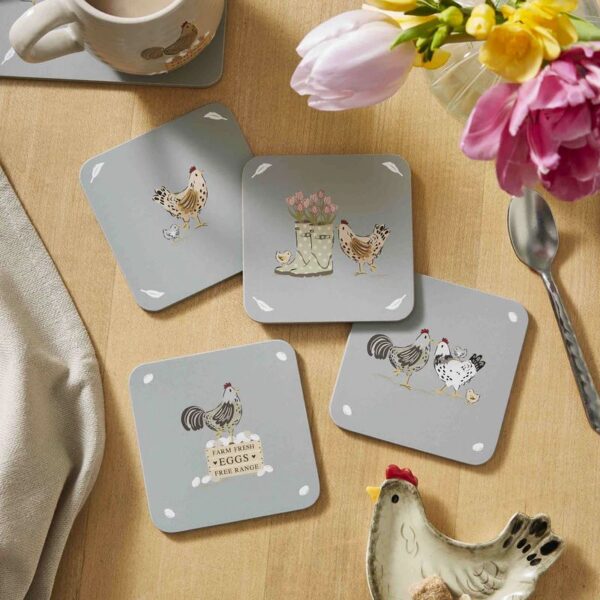 SET 4 HEN HOUSE LANE COASTERS - Image 2