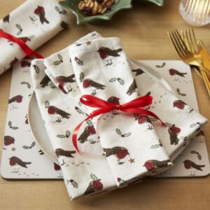 4pk XMAS ROBIN RETREAT NAPKINS