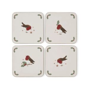 SET 4 XMAS ROBIN RETREAT COASTERS