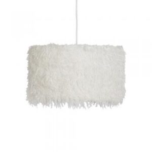 12in WHITE FAUX FEATHER DRUM SHADE