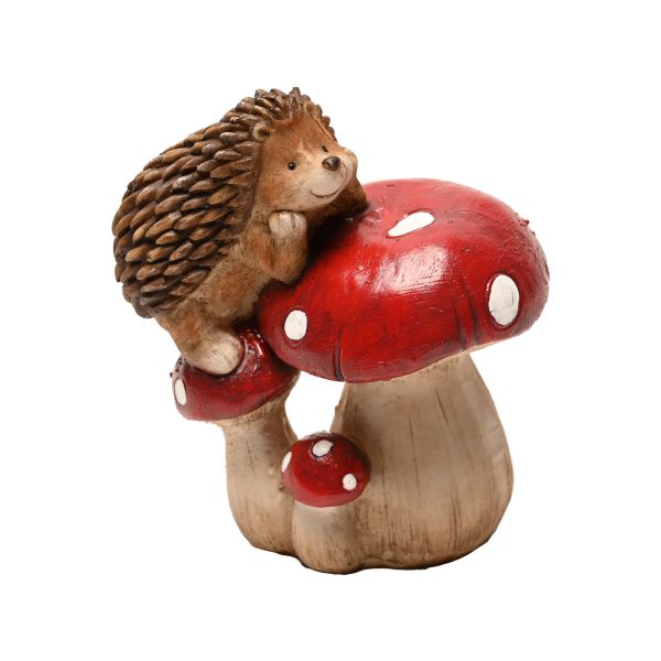 HEDGEHOG RESTING ON MUSHROOM O/MENT