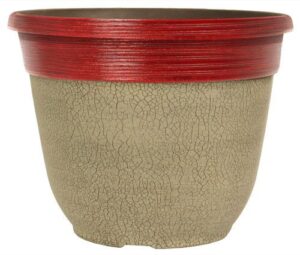 30cm CRACKLE PLANTER WHITE/RED