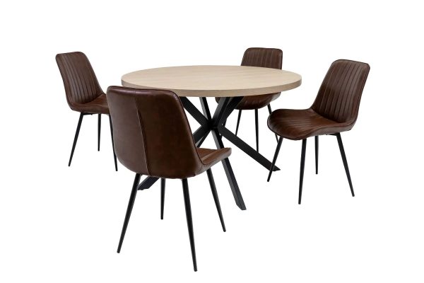 DALTON 1.2m ROUND DINING TABLE - LT OAK - Image 4