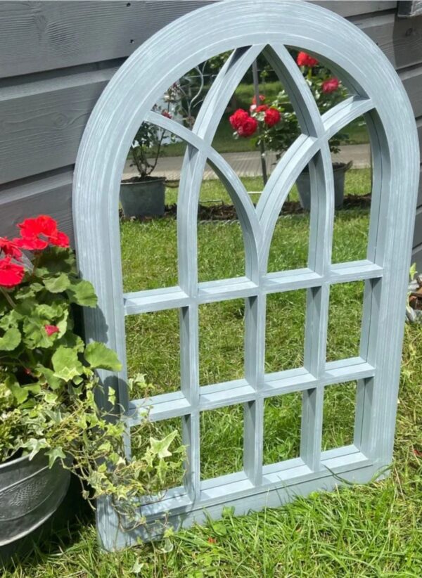 75.5x50.5cm GREY RUB WHITE OUTDOOR MIRROR