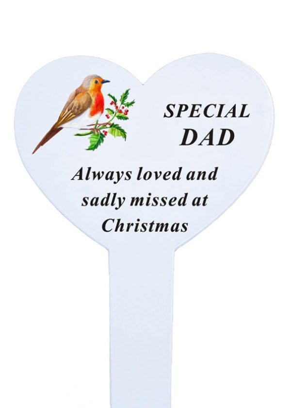 DAD - XMAS ROBIN HEART STAKE