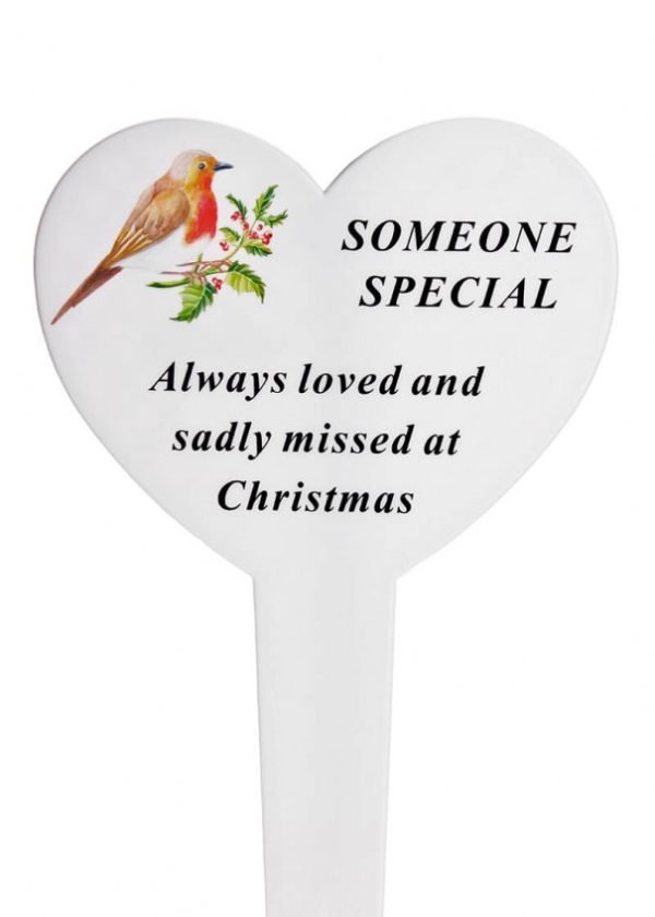 SS - XMAS ROBIN HEART STAKE