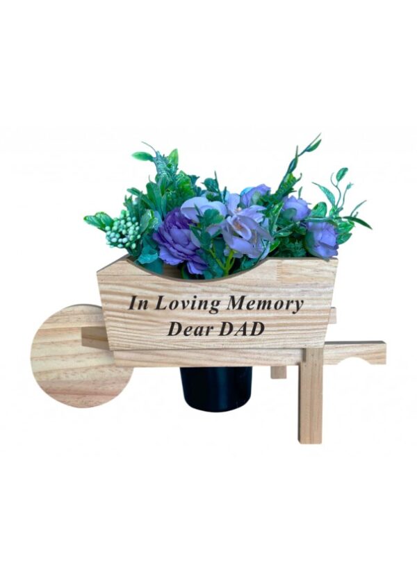 DAD - WOOD WHEELBARROW w/ FLOWERS