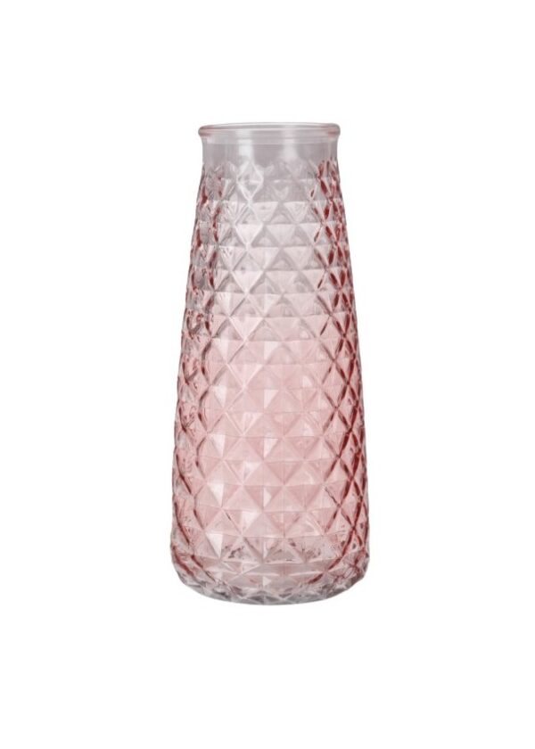 PINK GLASS VASE 10x10x23cm