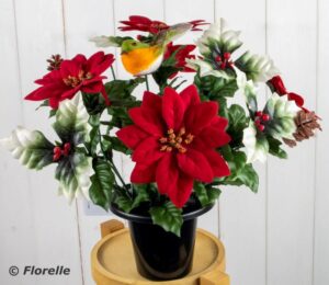 ROBIN POINSETTIA GRAVE POT