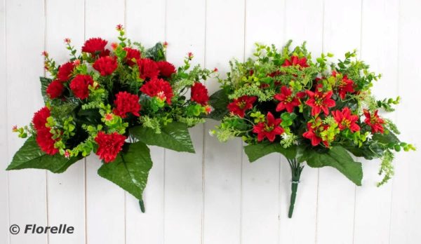 RED CHRYSANTHEMUM & POINSETTIA BUNCH