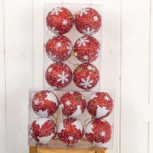 6pk SNOWFLAKE/XMAS TREE BAUBLES