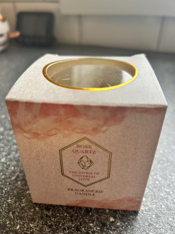 7x7.5cm CANDLEPOT W/ROSEQUARTZ