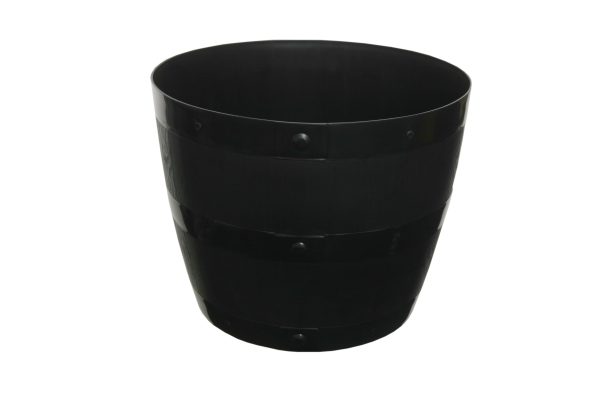 50cm BLACK BARREL PLANTER