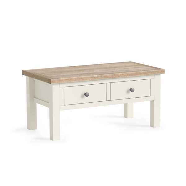 MODERN COUNTRY COFFEE TABLE w/ DRAWER - COCONUT WHITE