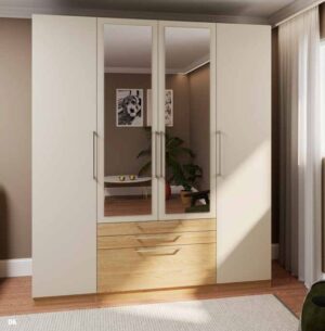 BURLINGTON 4 DOOR / 2 MIRROR / 3 DWR WARDROBE - BARDOLINO & CASHMERE