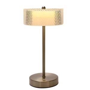 NICKEL USB TOUCH T/LAMP WITH CRYSTAL EFFECT SHADE