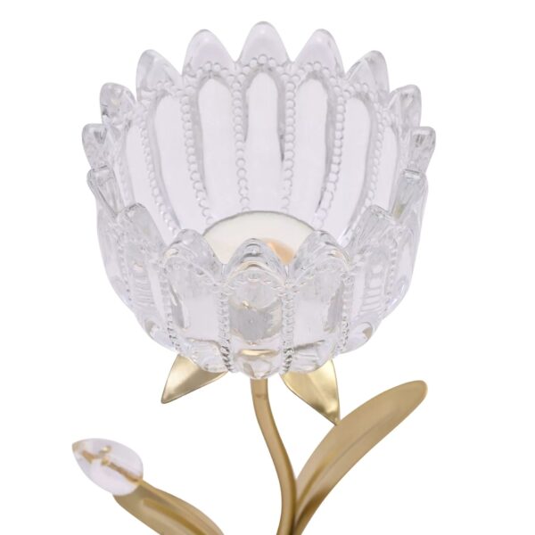 HESTIA SINGLE STEM CANDLE HOLDER w/ CLEAR GLASS ON GOLD BASE - Image 2