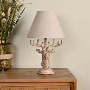 18in HESTIA WOOD EFFECT STAGS HEAD T/ LAMP