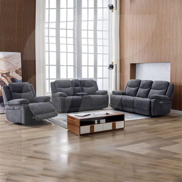 HERBERT E/RECLINING 2 SEATER w/ CONSOLE - DARK GREY - Image 2