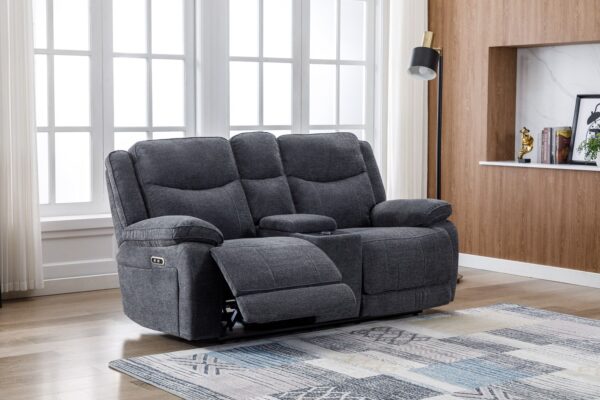 HERBERT E/RECLINING 2 SEATER w/ CONSOLE - DARK GREY
