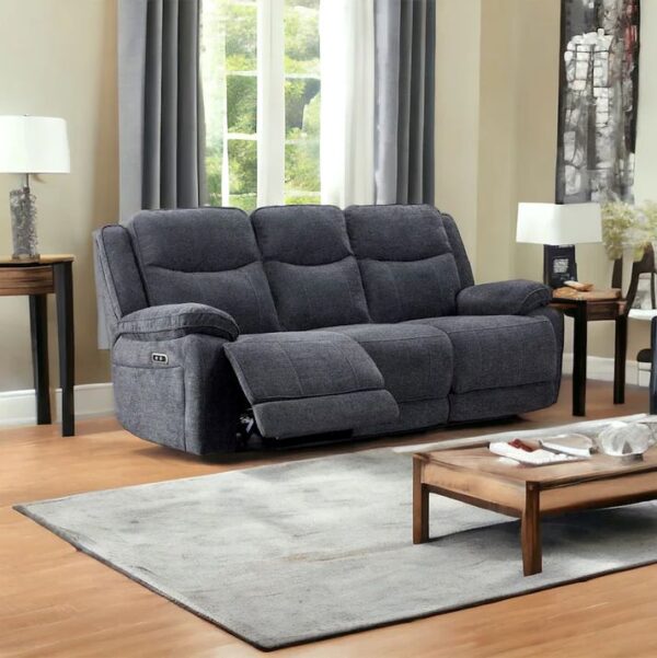 HERBERT E/RECLINING 3 SEATER SOFA - DARK GREY