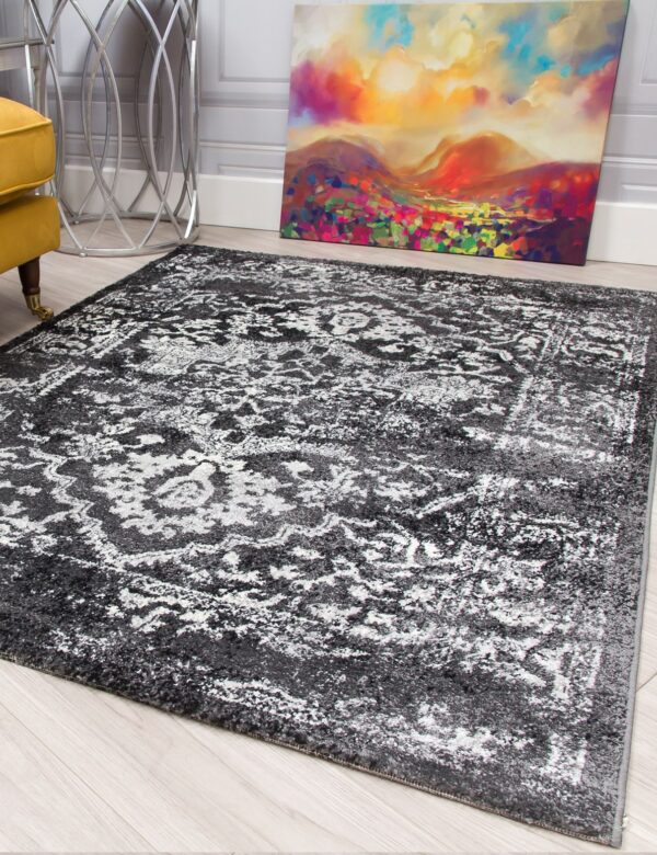 120x170 GREY ANTIKA MEDALLION RUG - Image 3