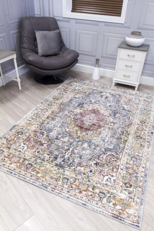 160x230 GREY BOHO MEDALLION RUG - Image 2
