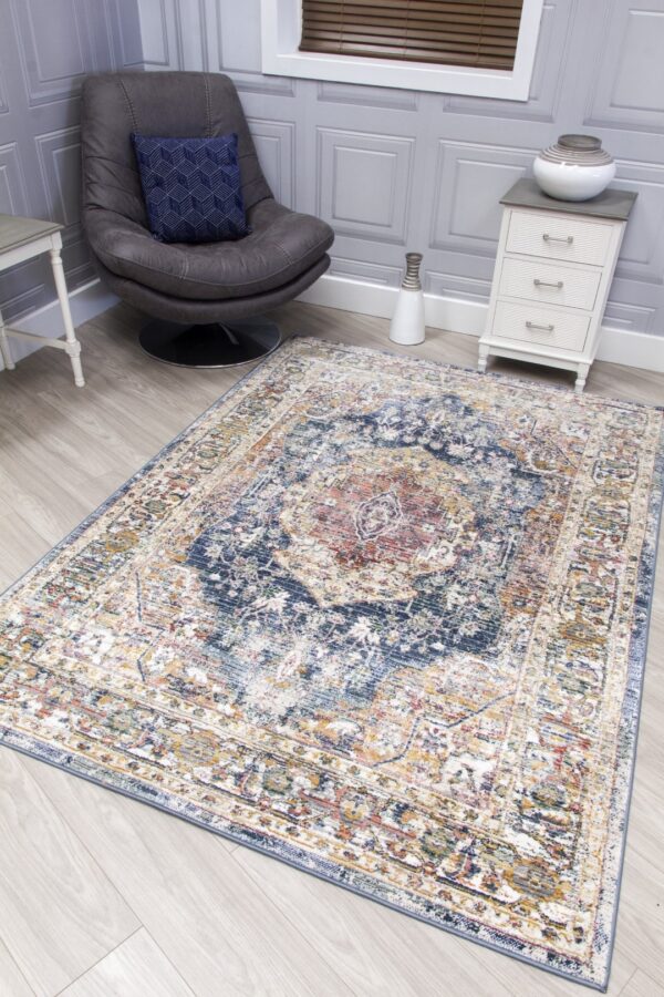 160x230 BLUE BOHO MEDALLION RUG - Image 2