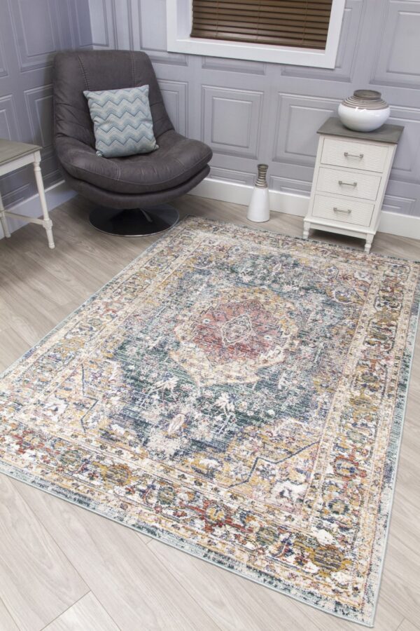 80x150 GREEN BOHO MEDALLION RUG - Image 2
