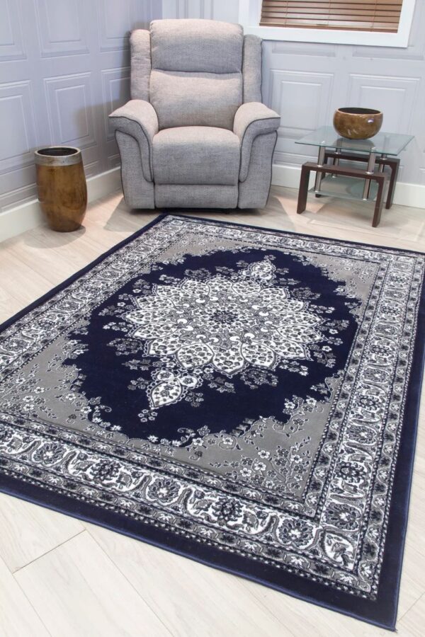120x170 NAVY CLASSIQUE MEDALLION - Image 2