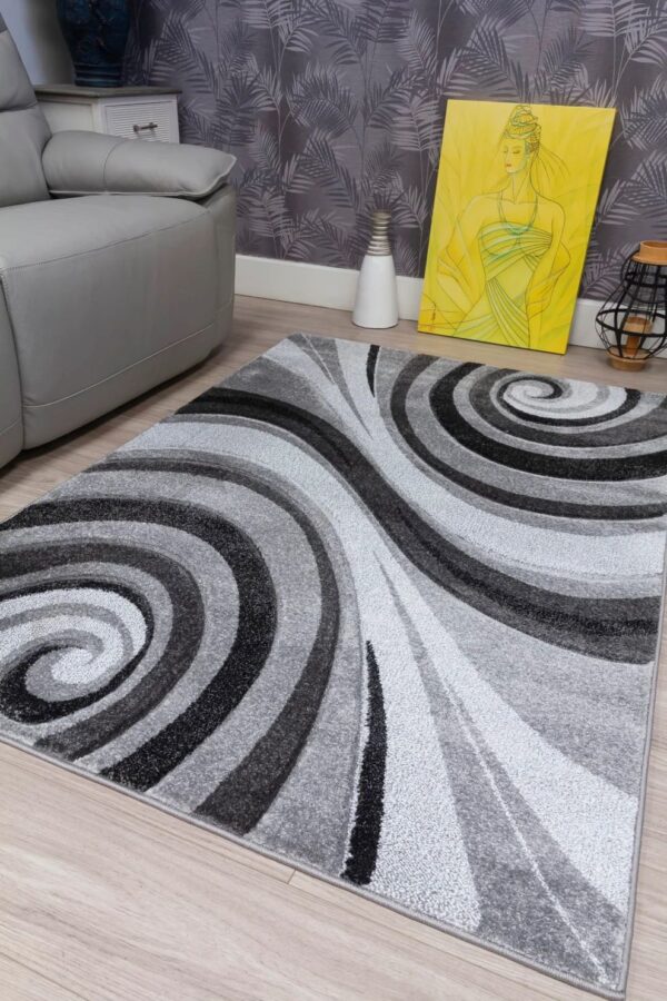 120x170 SAMBA SPIRALS GREY RUG - Image 2