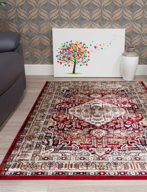 120x170 AZIZA MEDALLION RED RUG - Image 2