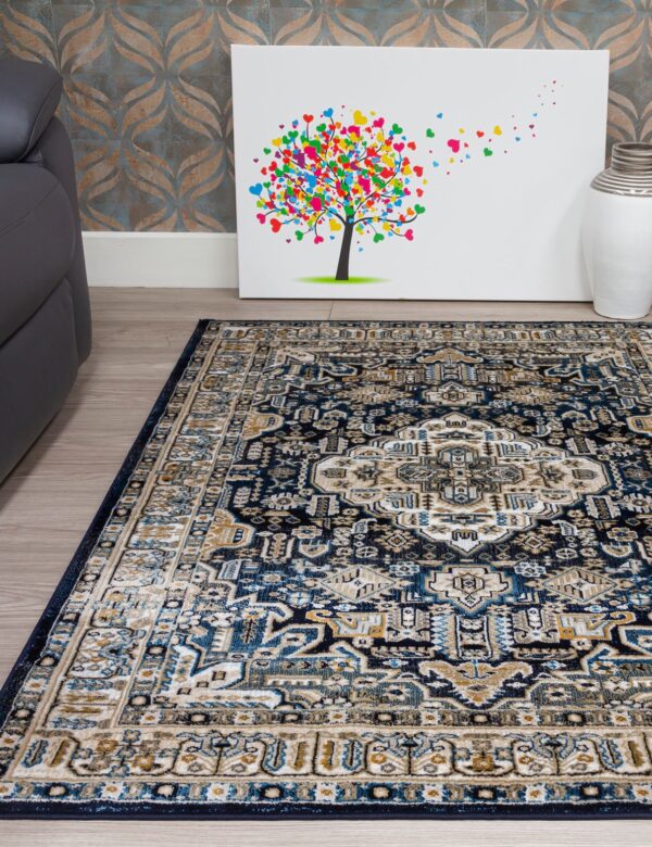 120x170 AZIZA MEDALLION NAVY RUG - Image 2
