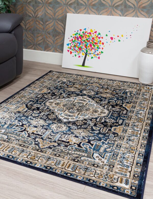 120x170 AZIZA MEDALLION NAVY RUG - Image 3