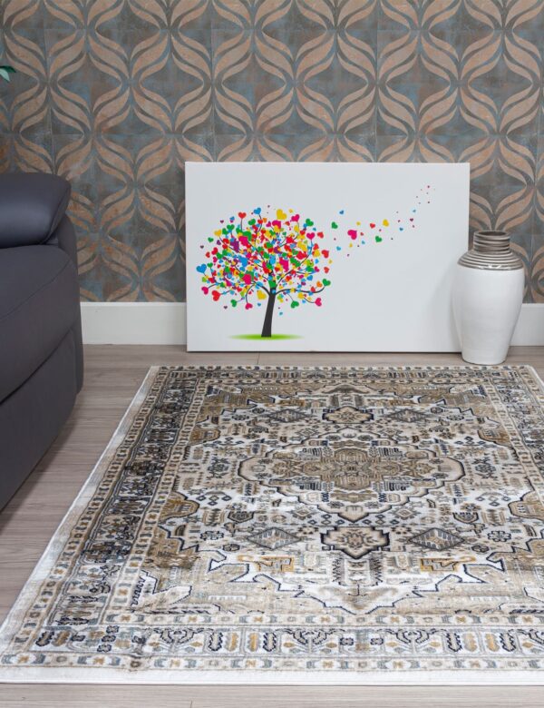 120x170 AZIZA MEDALLION NATURAL RUG - Image 2