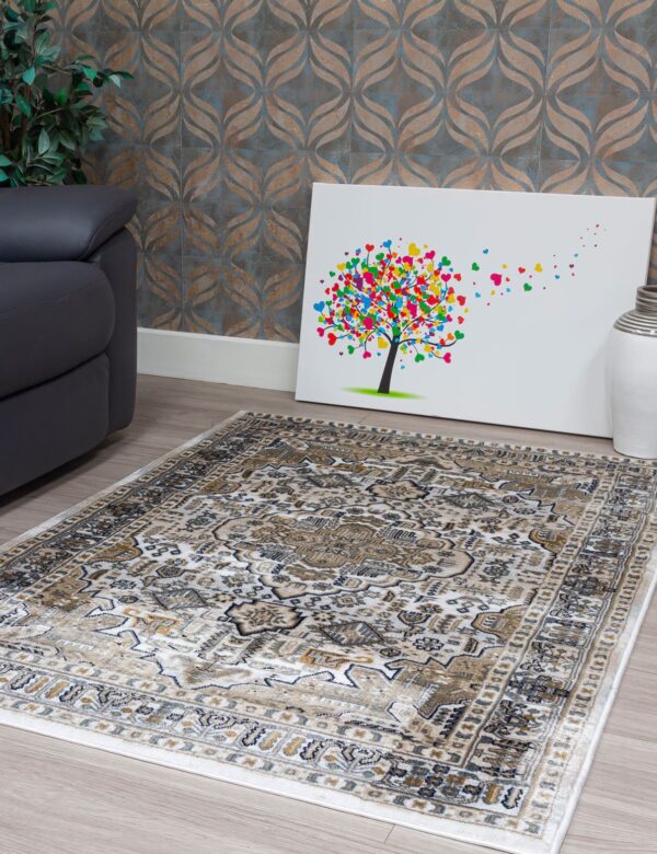 120x170 AZIZA MEDALLION NATURAL RUG - Image 3