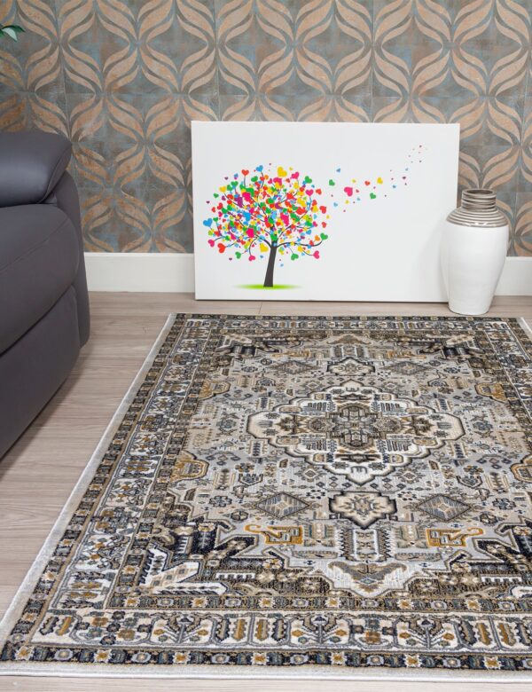 120x170 AZIZA MEDALLION GREY RUG - Image 2