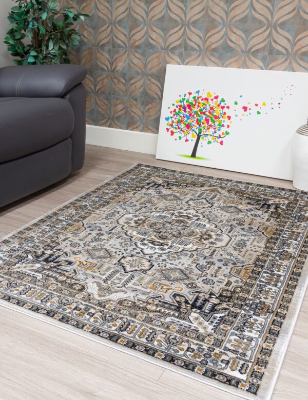 120x170 AZIZA MEDALLION GREY RUG - Image 3