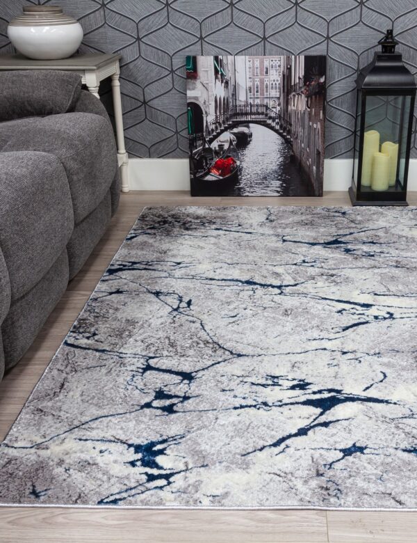 120x170 GLITZ MARBLE BLUE RUG - Image 2