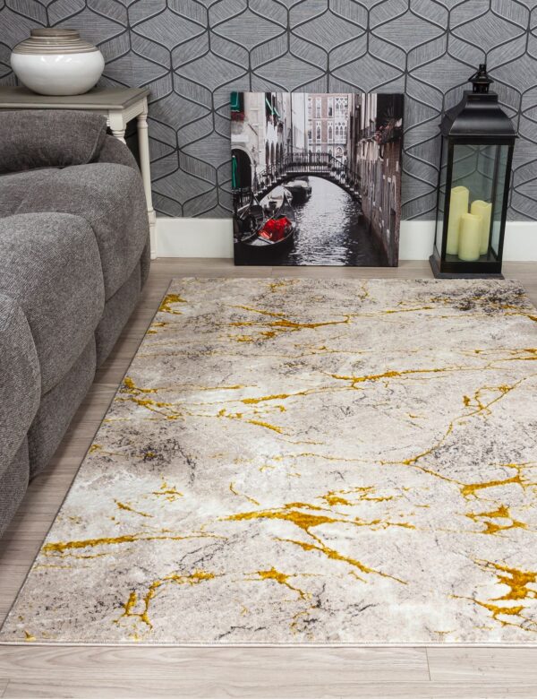 120x170 GLITZ MARBLE OCHRE RUG - Image 2
