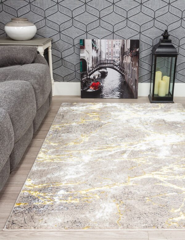 120x170 GLITZ MARBLE OCHRE RUG - Image 3