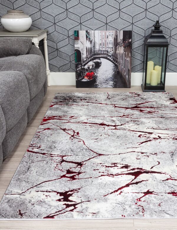 120x170 GLITZ MARBLE RED RUG - Image 2