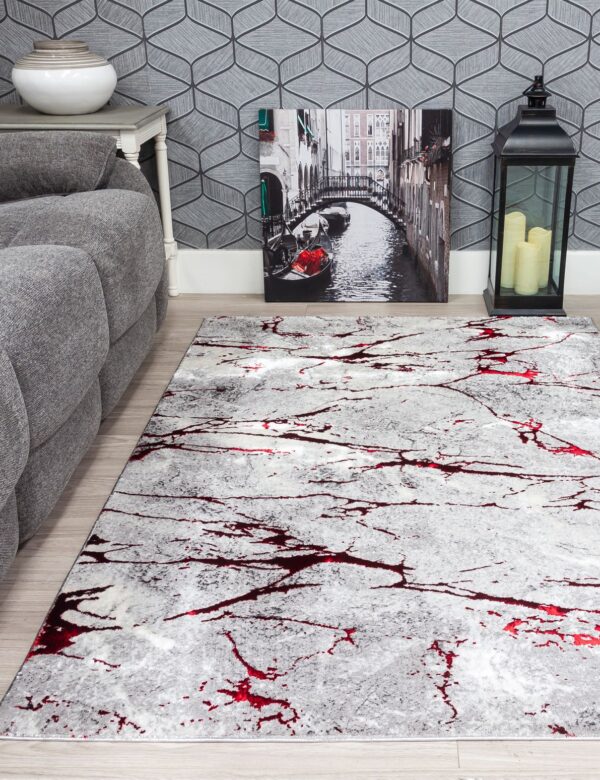 120x170 GLITZ MARBLE RED RUG - Image 3