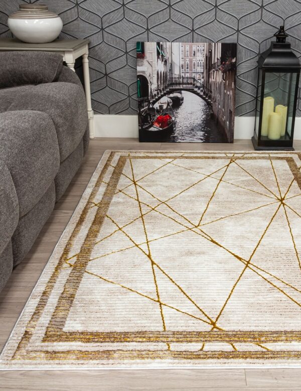 120x170 GLITZ ART DECO OCHRE RUG - Image 2
